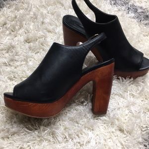 Black Chunky Platforms with wooden heel